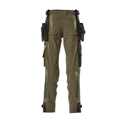 Pantaloni cu buzunare suspendate, pantaloni stretch, verde muschi