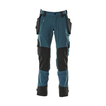 Pantaloni cu buzunare suspendate, pantaloni stretch, petrol închis