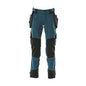 Pantaloni cu buzunare suspendate, pantaloni stretch, petrol închis