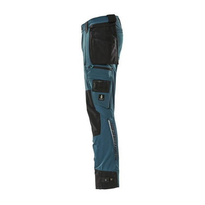 Pantaloni cu buzunare suspendate, pantaloni stretch, petrol închis
