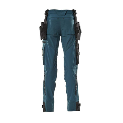 Pantaloni cu buzunare suspendate, pantaloni stretch, petrol închis