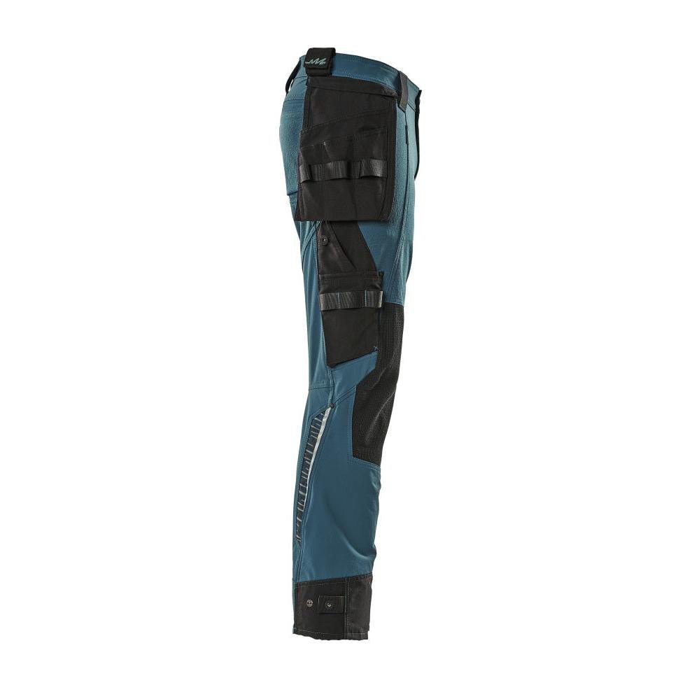 Pantaloni cu buzunare suspendate, pantaloni stretch, petrol închis