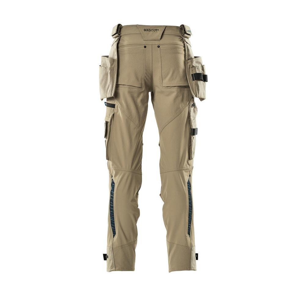 Pantaloni cu buzunare suspendate, pantaloni stretch, kaki deschis