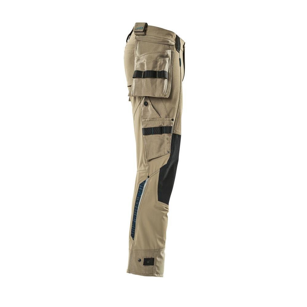 Pantaloni cu buzunare suspendate, pantaloni stretch, kaki deschis