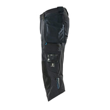 Pantaloni trei sferturi, buzunare suspendate, pantaloni trei sferturi stretch, negru-albastru