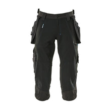 Pantaloni trei sferturi, buzunare suspendate, pantaloni trei sferturi stretch, negri
