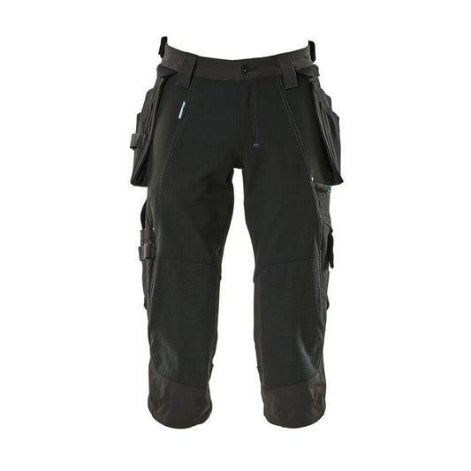 Pantaloni trei sferturi, buzunare suspendate, pantaloni trei sferturi stretch, negri
