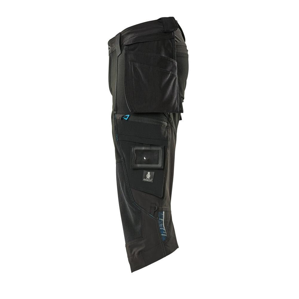 Pantaloni trei sferturi, buzunare suspendate, pantaloni trei sferturi stretch, negri