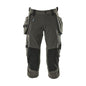Pantaloni trei sferturi, buzunare suspendate, pantaloni stretch trei sferturi, antracit închis
