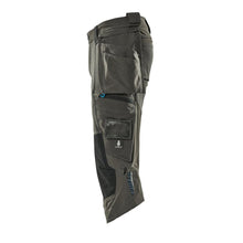 Pantaloni trei sferturi, buzunare suspendate, pantaloni stretch trei sferturi, antracit închis