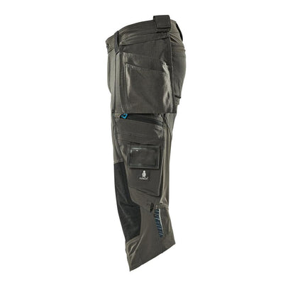 Pantaloni trei sferturi, buzunare suspendate, pantaloni stretch trei sferturi, antracit închis