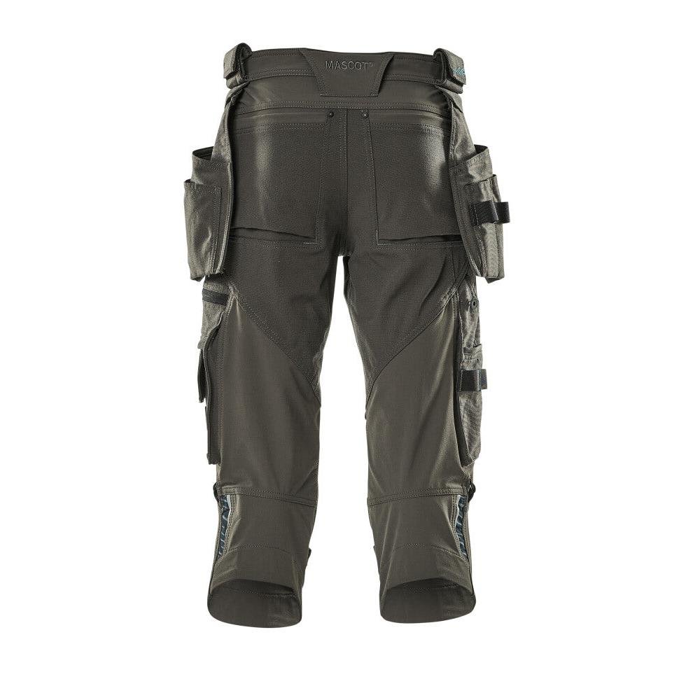 Pantaloni trei sferturi, buzunare suspendate, pantaloni stretch trei sferturi, antracit închis