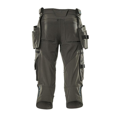 Pantaloni trei sferturi, buzunare suspendate, pantaloni stretch trei sferturi, antracit închis