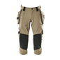 Pantaloni trei sferturi, buzunare suspendate, pantaloni stretch trei sferturi, kaki deschis