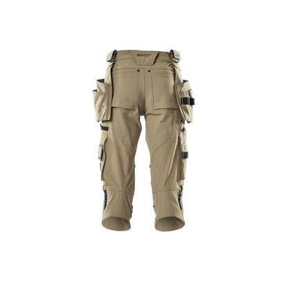 Pantaloni trei sferturi, buzunare suspendate, pantaloni stretch trei sferturi, kaki deschis
