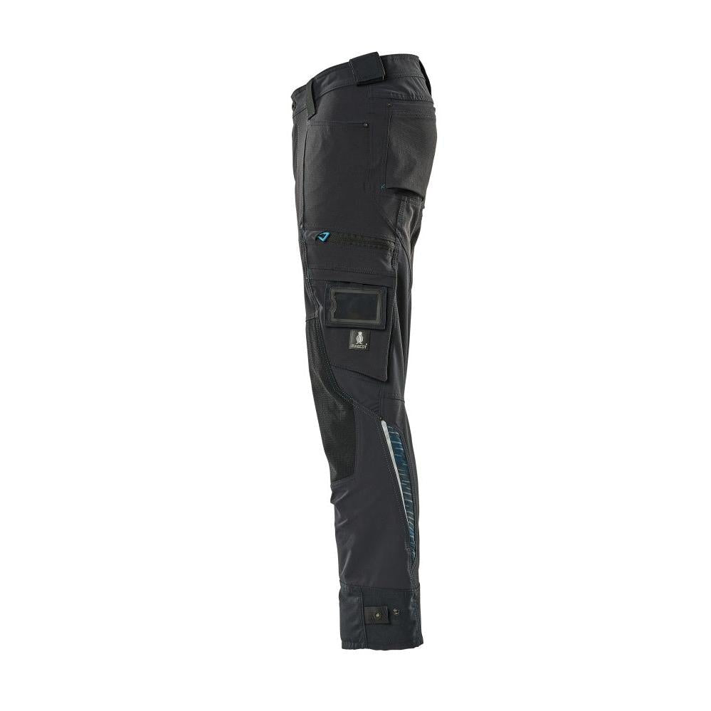 Pantaloni cu buzunare pentru genunchi din Dyneema, pantaloni stretch, negru-albastru