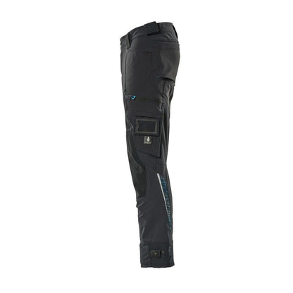 Pantaloni cu buzunare pentru genunchi din Dyneema, pantaloni stretch, negru-albastru