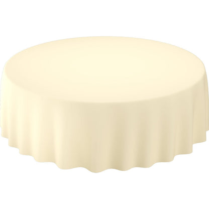 Fețele de masă Evolin Ø 240 cm rotunde de la Duni GmbH în crem uni acoperă elegant mesele rotunde și se drapează ușor peste margini, adăugând rafinament fiecărui ambient.