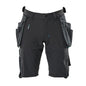 Pantaloni scurți, buzunare agățate detașabile, pantaloni scurți de artizan stretch, negru-albastru