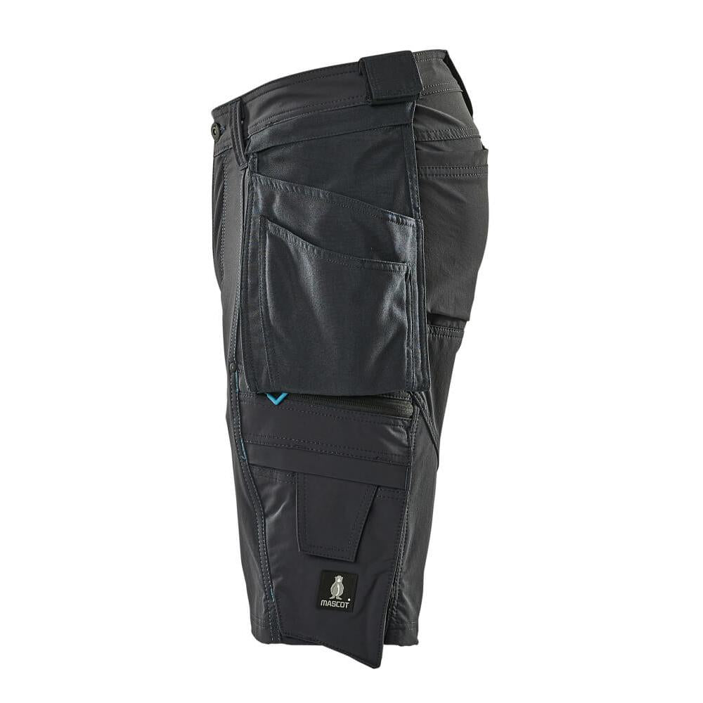 Pantaloni scurți, buzunare agățate detașabile, pantaloni scurți de artizan stretch, negru-albastru