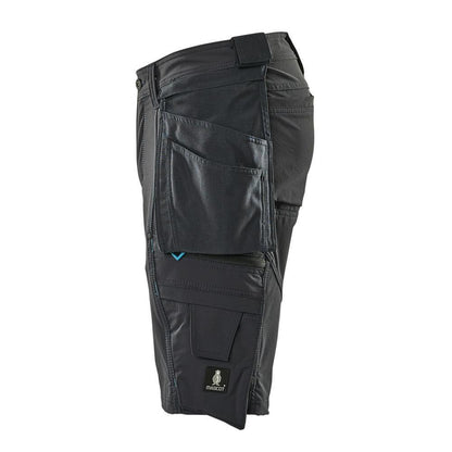 Pantaloni scurți, buzunare agățate detașabile, pantaloni scurți de artizan stretch, negru-albastru