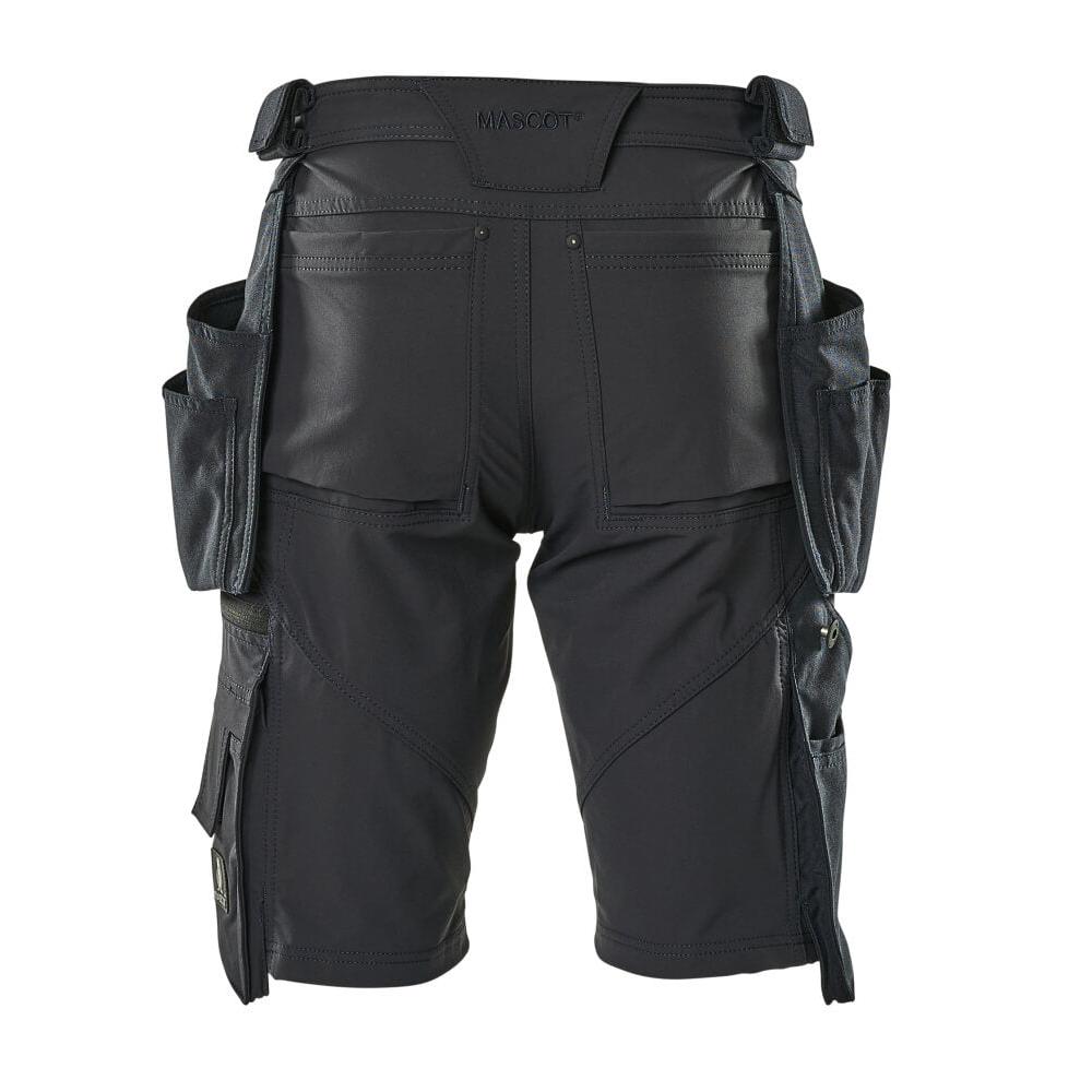 Pantaloni scurți, buzunare agățate detașabile, pantaloni scurți de artizan stretch, negru-albastru