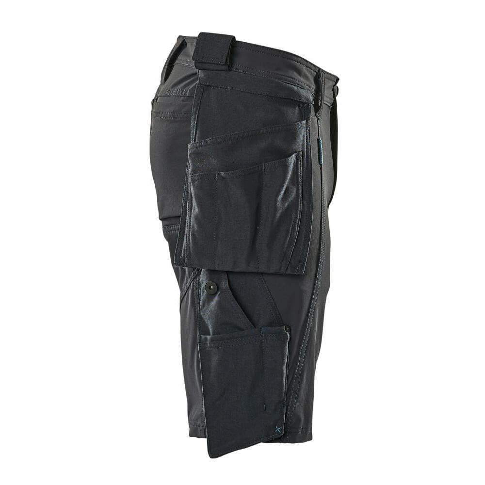 Pantaloni scurți, buzunare agățate detașabile, pantaloni scurți de artizan stretch, negru-albastru