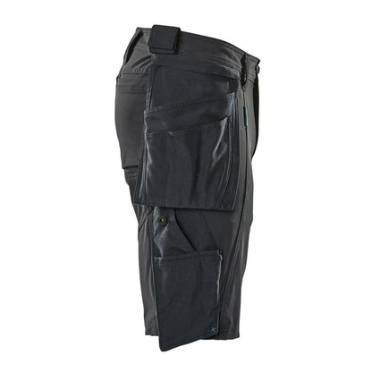 Pantaloni scurți, buzunare agățate detașabile, pantaloni scurți de artizan stretch, negru-albastru