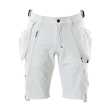 Pantaloni scurți, buzunare agățate detașabile, pantaloni scurți de artizan stretch, alb