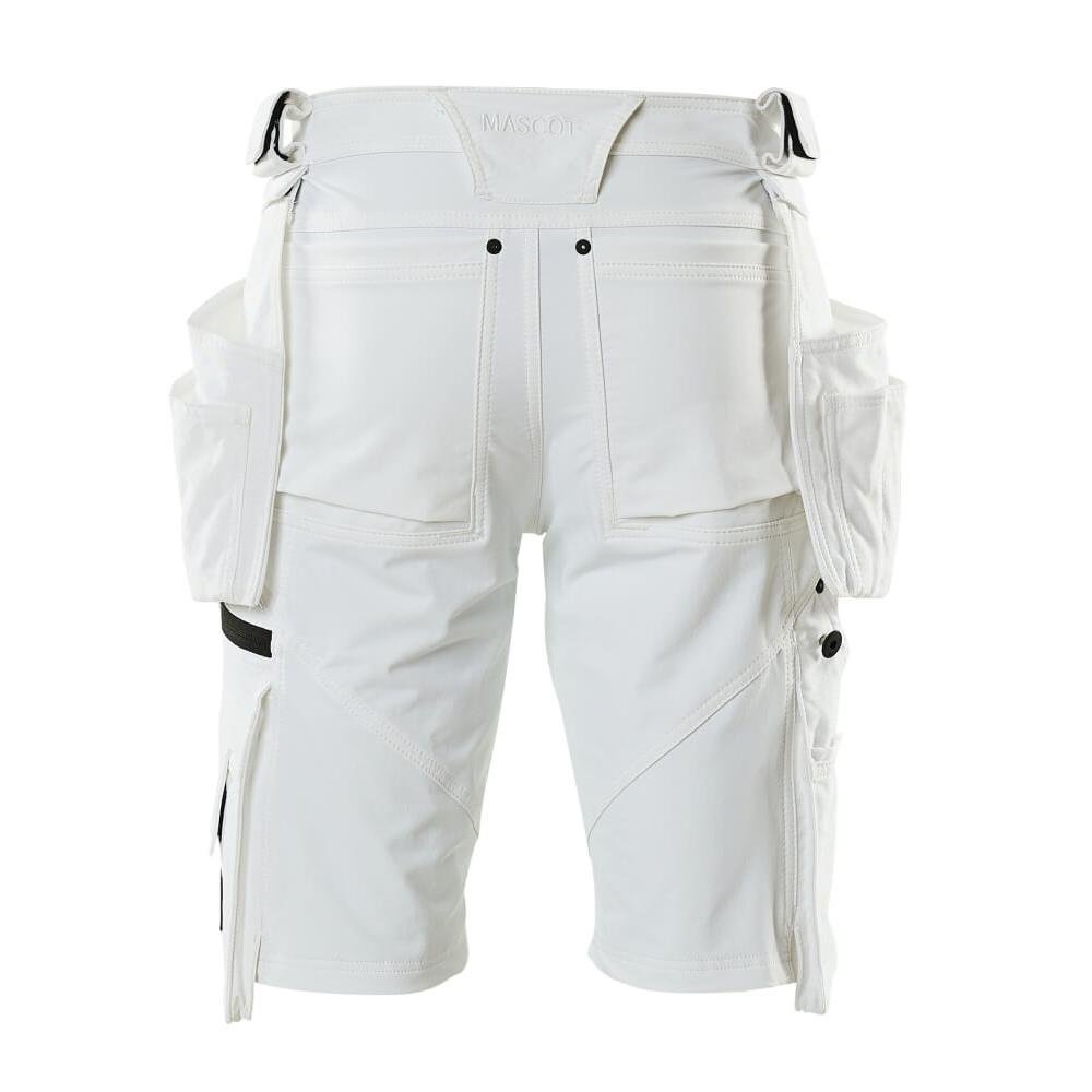 Pantaloni scurți, buzunare agățate detașabile, pantaloni scurți de artizan stretch, alb