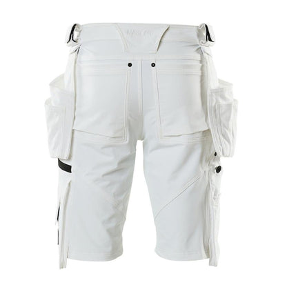 Pantaloni scurți, buzunare agățate detașabile, pantaloni scurți de artizan stretch, alb
