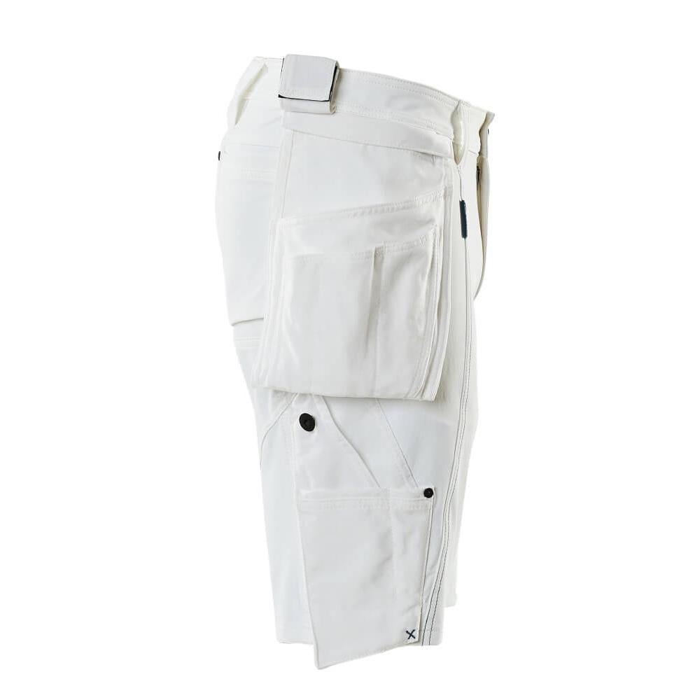 Pantaloni scurți, buzunare agățate detașabile, pantaloni scurți de artizan stretch, alb