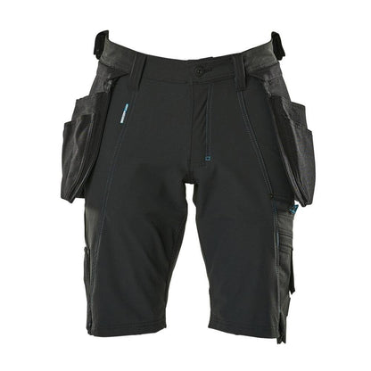Pantaloni scurți, buzunare agățate detașabile, pantaloni scurți de artizan stretch, negri