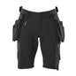 Pantaloni scurți, buzunare agățate detașabile, pantaloni scurți de artizan stretch, negri