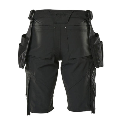 Pantaloni scurți, buzunare agățate detașabile, pantaloni scurți de artizan stretch, negri