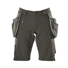 Pantaloni scurți, buzunare agățate detașabile, pantaloni scurți de artizan stretch, antracit închis