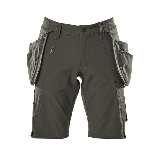 Pantaloni scurți, buzunare agățate detașabile, pantaloni scurți de artizan stretch, antracit închis