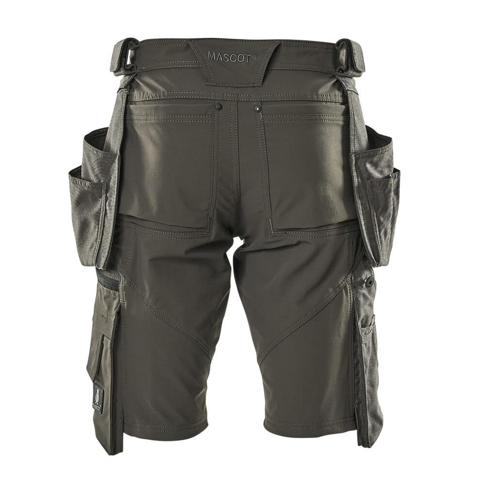 Pantaloni scurți, buzunare agățate detașabile, pantaloni scurți de artizan stretch, antracit închis