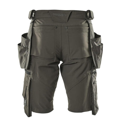 Pantaloni scurți, buzunare agățate detașabile, pantaloni scurți de artizan stretch, antracit închis