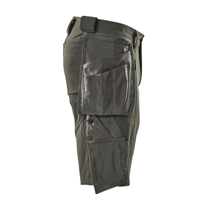 Pantaloni scurți, buzunare agățate detașabile, pantaloni scurți de artizan stretch, antracit închis