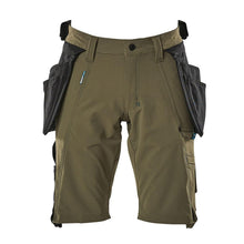 Pantaloni scurți, buzunare agățate detașabile, pantaloni scurți de artizan stretch, verde muschi