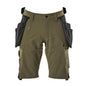 Pantaloni scurți, buzunare agățate detașabile, pantaloni scurți de artizan stretch, verde muschi