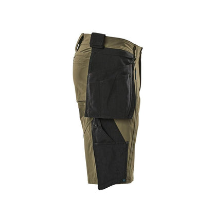 Pantaloni scurți, buzunare agățate detașabile, pantaloni scurți de artizan stretch, verde muschi