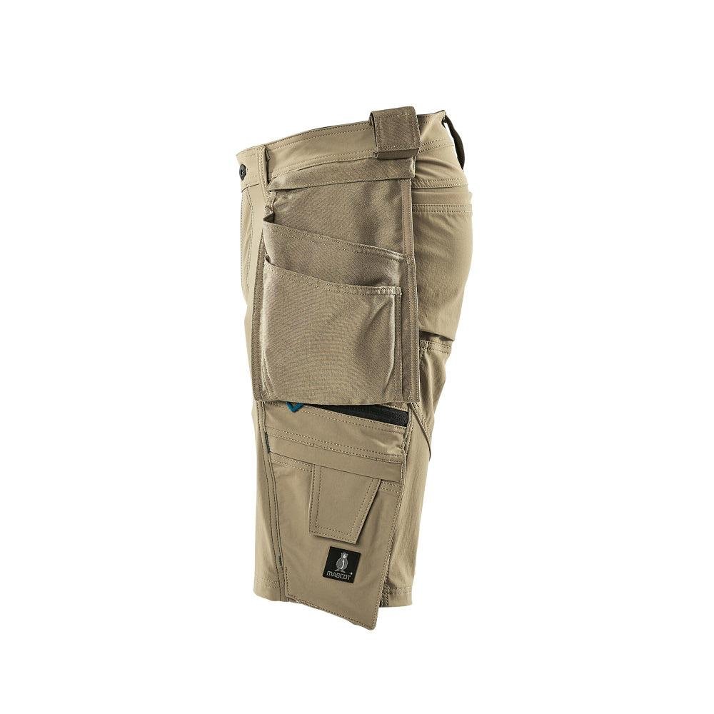 Pantaloni scurți, buzunare agățate detașabile, pantaloni scurți de artizan stretch, kaki deschis