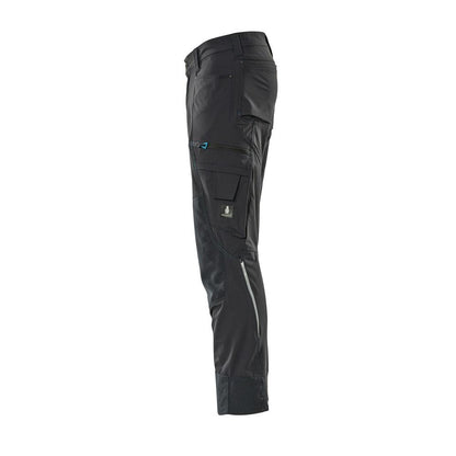 Pantaloni cu buzunare pentru genunchi, elastici, pantaloni ușori, albastru-negru