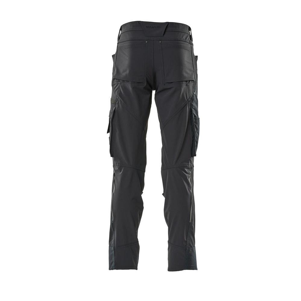 Pantaloni cu buzunare pentru genunchi, elastici, pantaloni ușori, albastru-negru