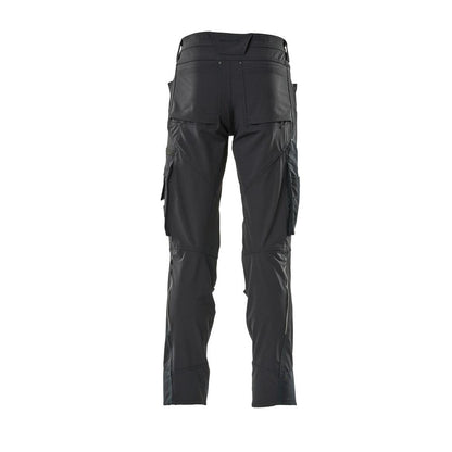 Pantaloni cu buzunare pentru genunchi, elastici, pantaloni ușori, albastru-negru