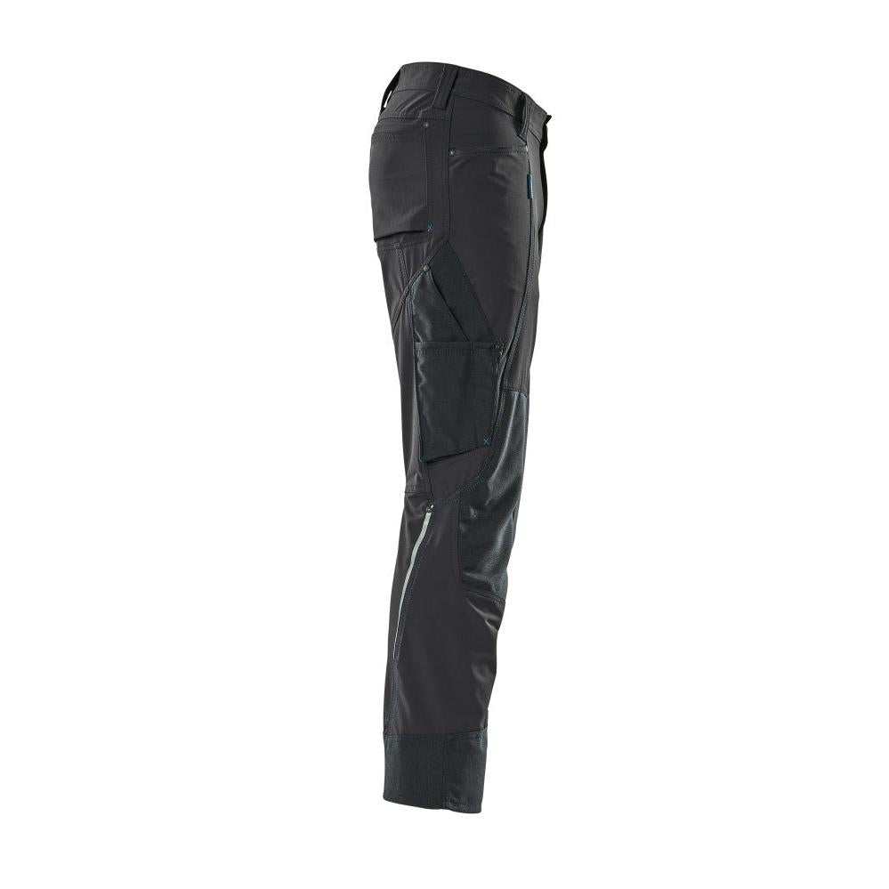 Pantaloni cu buzunare pentru genunchi, elastici, pantaloni ușori, albastru-negru