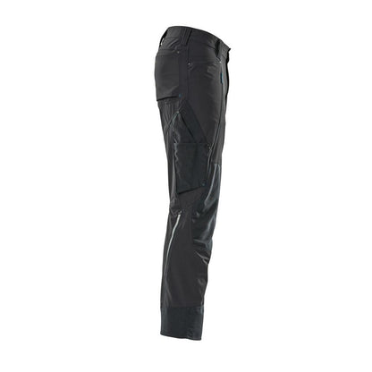Pantaloni cu buzunare pentru genunchi, elastici, pantaloni ușori, albastru-negru