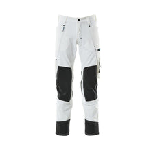 Pantaloni cu buzunare la genunchi, stretch, pantaloni ușori, albi